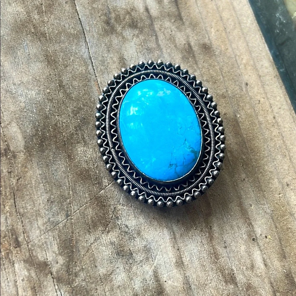 Turquoise Oval Sterling silver pendant - Picture 2 of 5